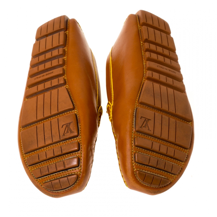 Pre Owned Louis Vuitton Brown Leather Slip On Loafers Size 37