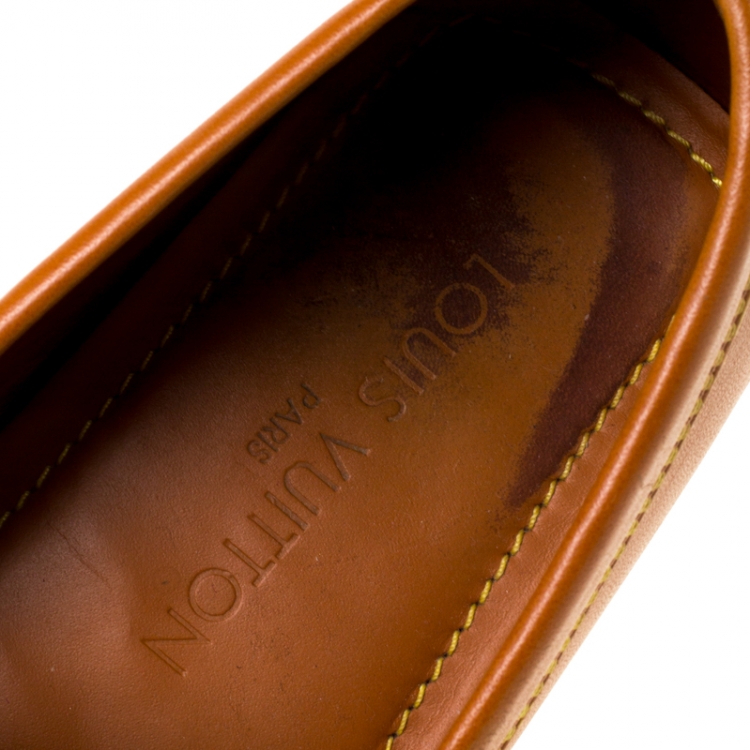 Pre Owned Louis Vuitton Brown Leather Slip On Loafers Size 37
