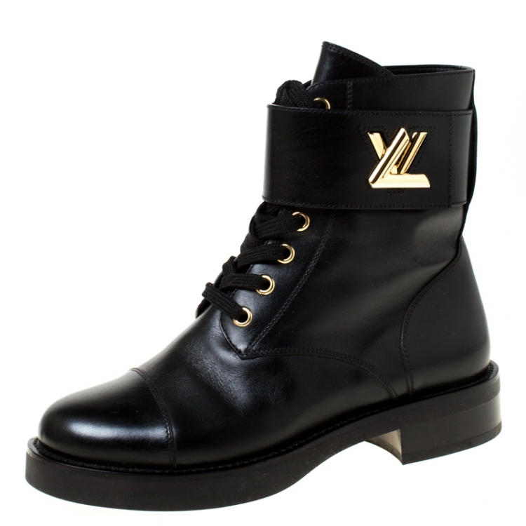 Louis Vuitton Monogram Womens Flat Boots, Black, 35