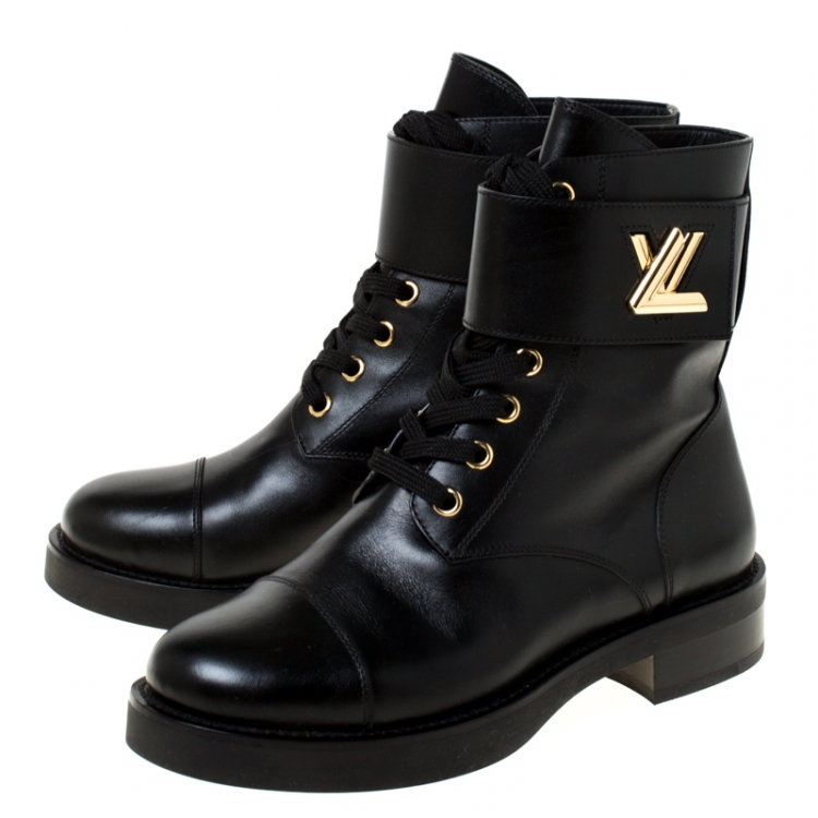 louis vuitton black lace up boots