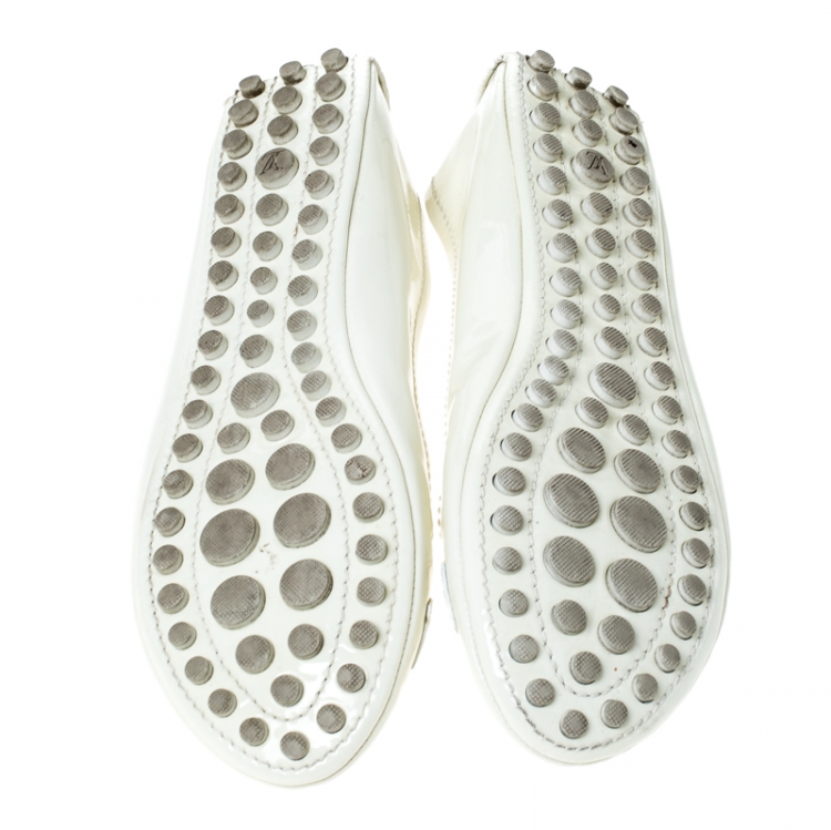 Pre Owned Louis Vuitton White Patent Leather Ballet Flats Size 37.5