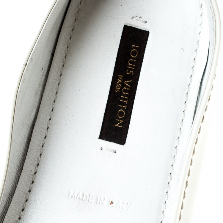 Pre Owned Louis Vuitton White Patent Leather Ballet Flats Size 37.5