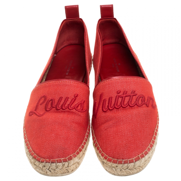 مملوكة مسبقًا Louis Vuitton Orange Canvas Waterfall Espadrille Loafers Size 38