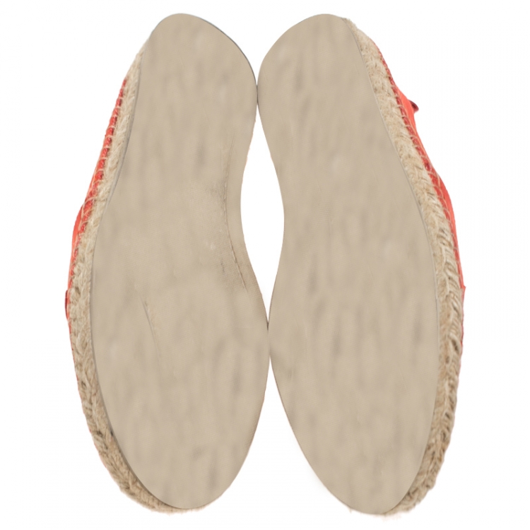 مملوكة مسبقًا Louis Vuitton Orange Canvas Waterfall Espadrille Loafers Size 38