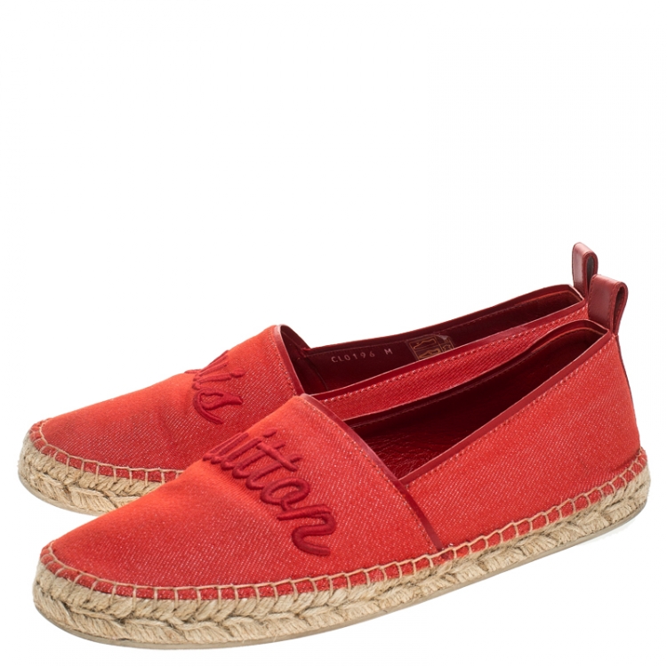 مملوكة مسبقًا Louis Vuitton Orange Canvas Waterfall Espadrille Loafers Size 38