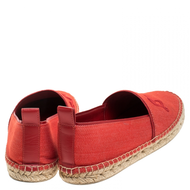 مملوكة مسبقًا Louis Vuitton Orange Canvas Waterfall Espadrille Loafers Size 38
