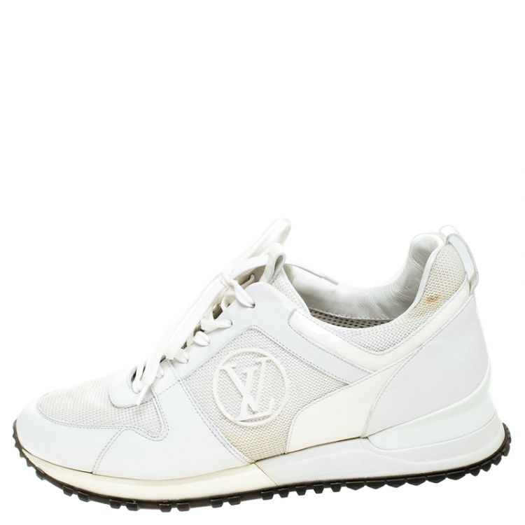 Louis Vuitton White Mesh and Leather Run Away Low Top Sneakers Size 38.5