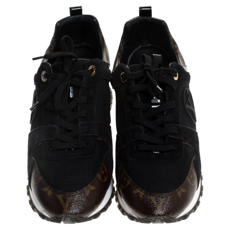 Pre Owned Louis Vuitton Two Tone Mesh and Monogram Canvas Run Away Sneakers Size 40