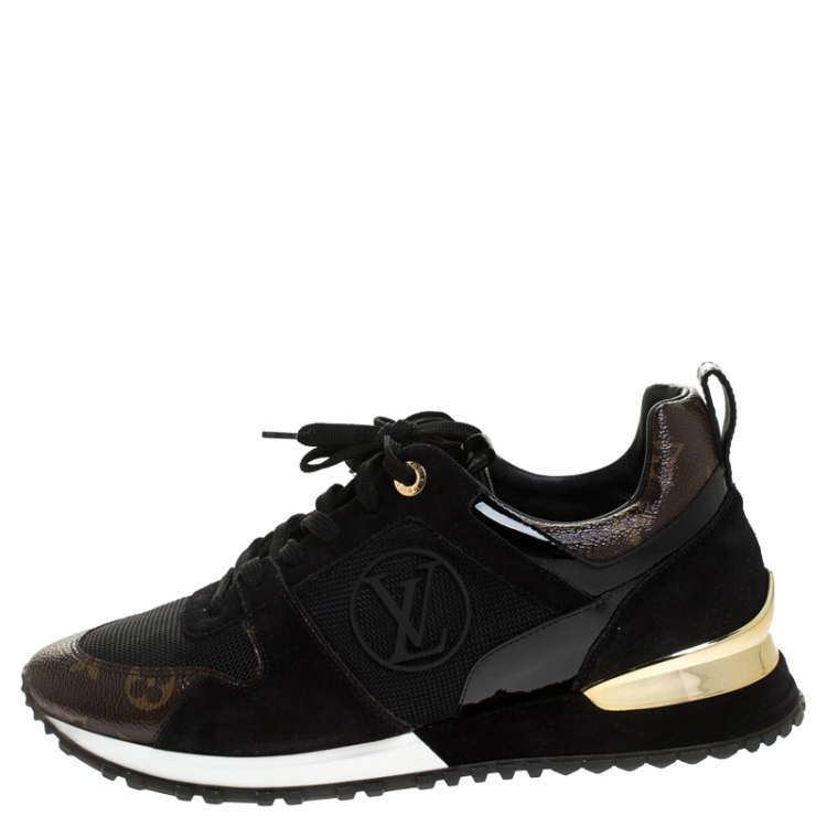 Pre Owned Louis Vuitton Two Tone Mesh and Monogram Canvas Run Away Sneakers Size 40