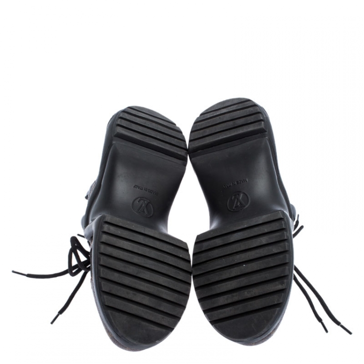 Pre Owned Louis Vuitton Black/Brown Monogram Canvas And Mesh LV Archlight High Top Sneakers  Size 37