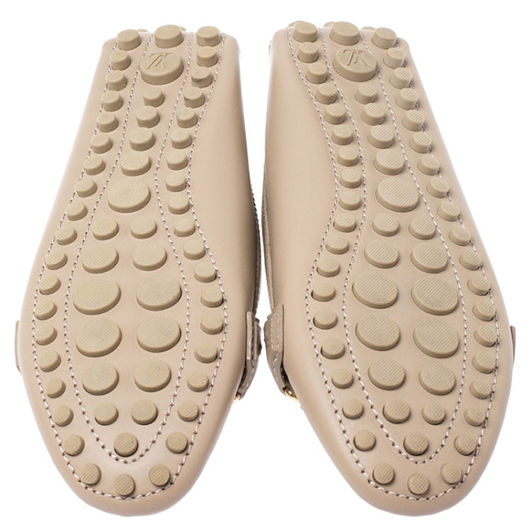 Pre Owned Louis Vuitton Beige/White Leather Oxford Loafers Size 38