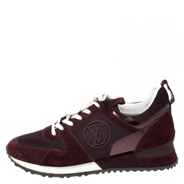 Louis Vuitton Burgundy Suede And Mesh Run Away Sneakers Size 39.5