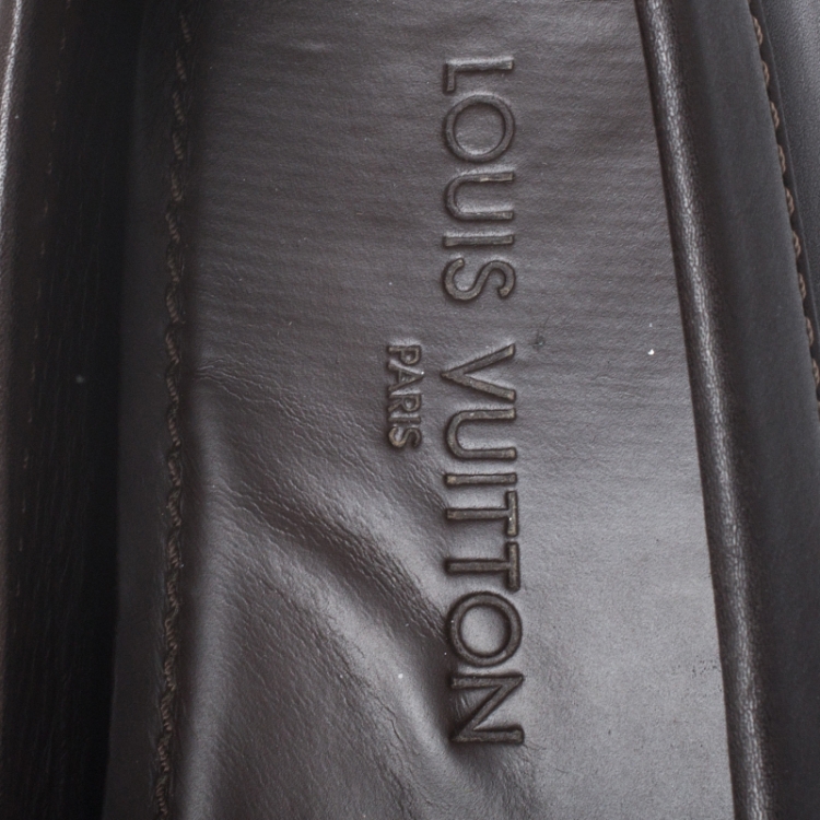 Pre Owned Louis Vuitton Dark Brown Leather Monte Carlo Loafers Size 42.5