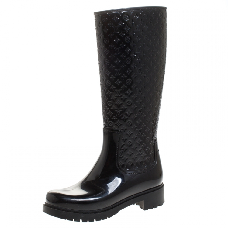 Louis Vuitton Women's 36 Black Rubber Rainboots Tall Rain Boots 111lv9 For  Sale at 1stDibs