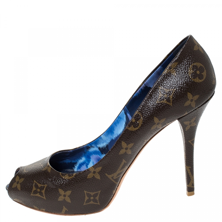 Louis Vuitton Monogram Canvas Rosemary Peep Toe Platform Pumps