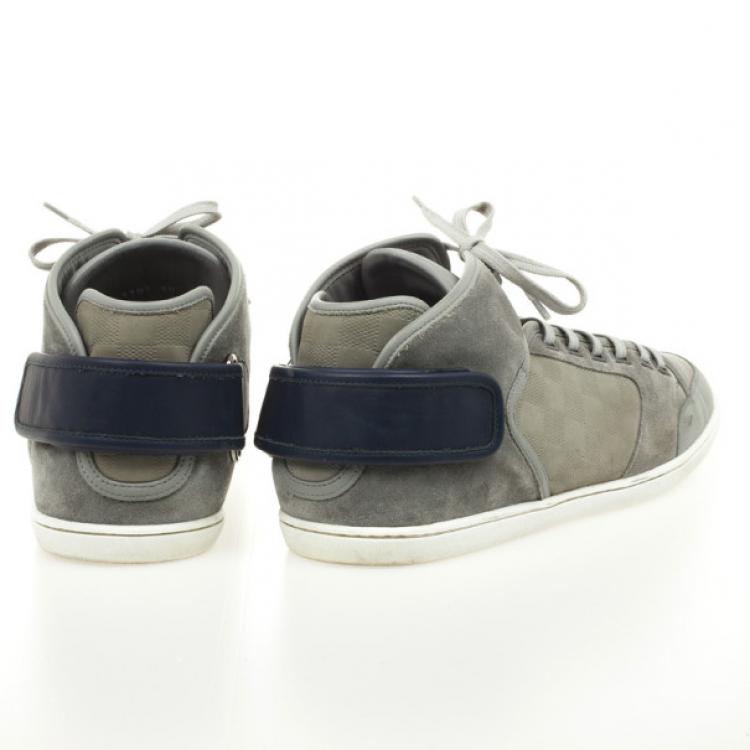 Pre Owned Louis Vuitton Grey High Top Lace Up Sneakers Size 44.5