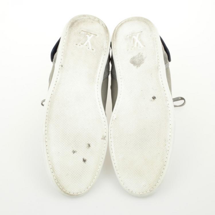 Pre Owned Louis Vuitton Grey High Top Lace Up Sneakers Size 44.5