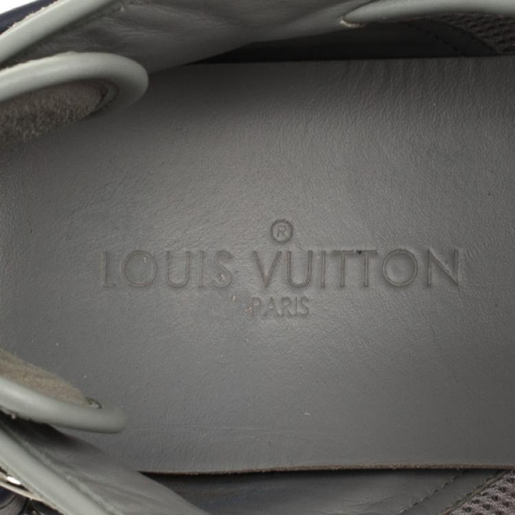 Pre Owned Louis Vuitton Grey High Top Lace Up Sneakers Size 44.5