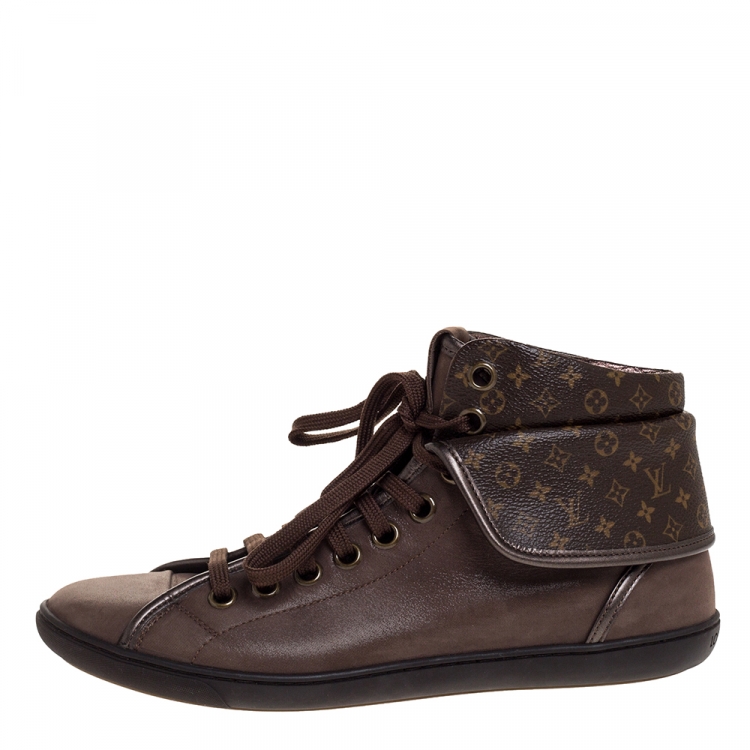 Louis Vuitton Monogram Black Brown High Boots Size 39