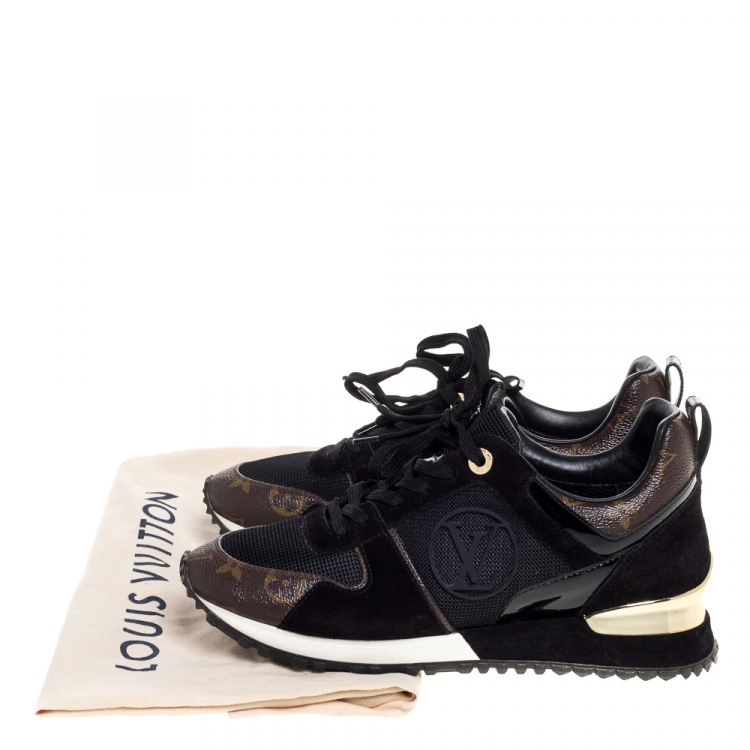 Pre Owned Louis Vuitton Two Tone Mesh And Monogram Canvas Run Away Lace Up Sneakers Size 36.5