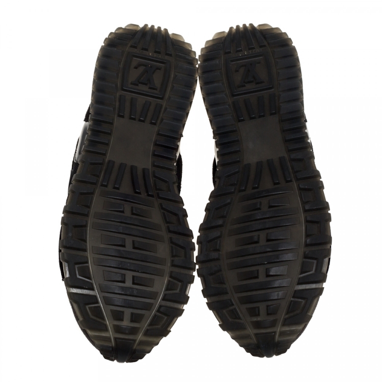 Pre Owned Louis Vuitton Two Tone Mesh And Monogram Canvas Run Away Lace Up Sneakers Size 36.5