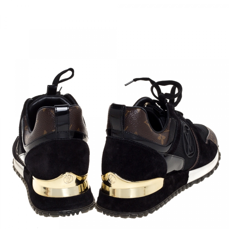 Pre Owned Louis Vuitton Two Tone Mesh And Monogram Canvas Run Away Lace Up Sneakers Size 36.5