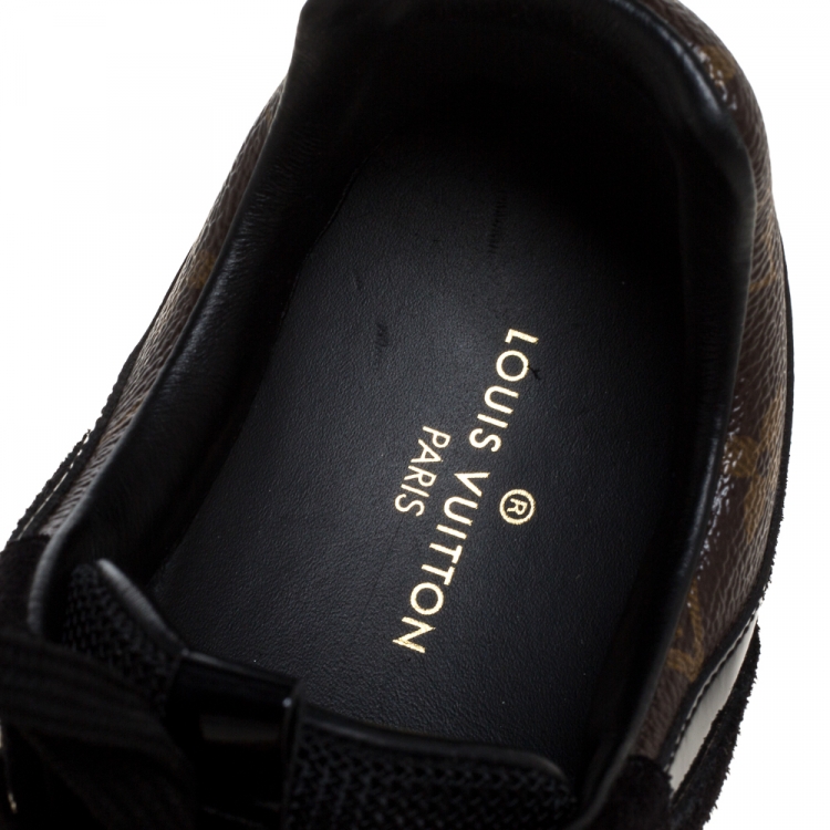 Pre Owned Louis Vuitton Two Tone Mesh And Monogram Canvas Run Away Lace Up Sneakers Size 36.5