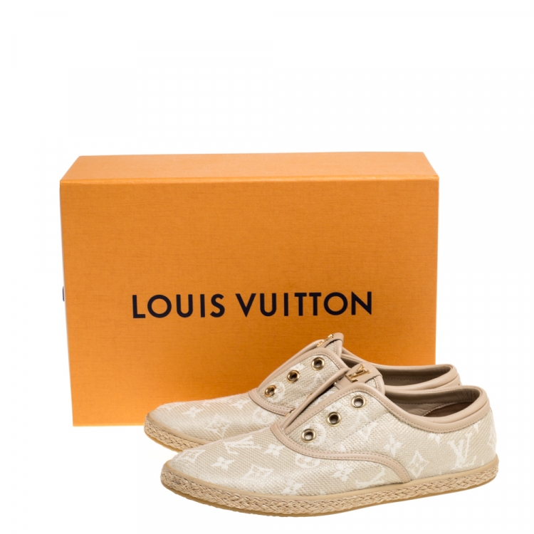 Pre Owned Louis Vuitton Beige Monogram Canvas Laceless Espadrille Sneakers Size 37