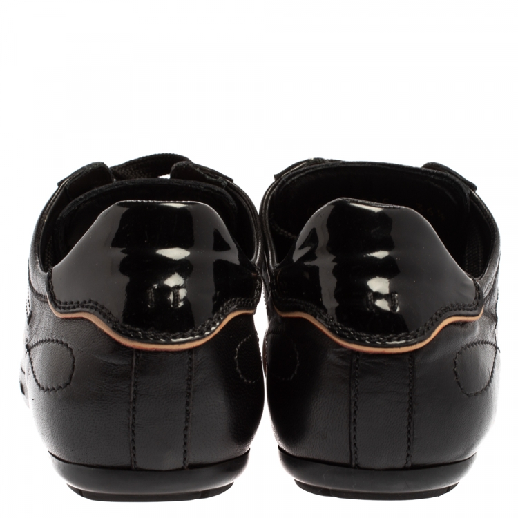 Pre Owned Louis Vuitton Black Patent Leather Low Top Sneakers Size 36.5