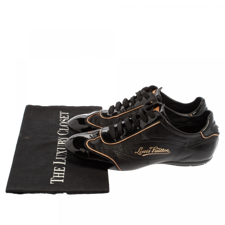 Pre Owned Louis Vuitton Black Patent Leather Low Top Sneakers Size 36.5