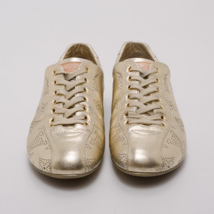 مملوكة مسبقًا Louis Vuitton Gold Mahina Leather Trainers Size 36