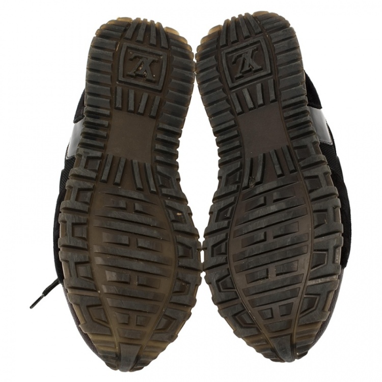 Pre Owned Louis Vuitton Black/Brown Monogram Canvas And Mesh Run Away Sneakers Size 37