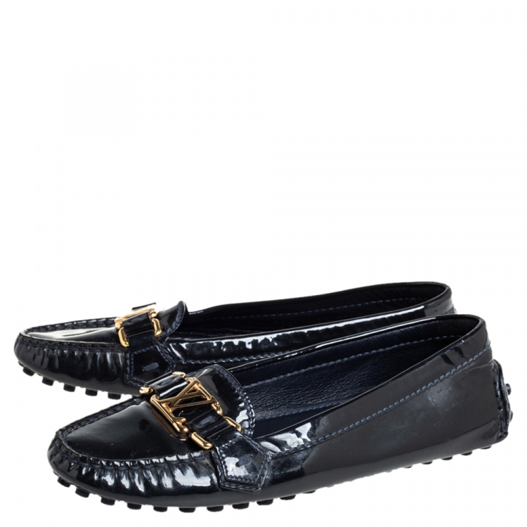 Pre Owned Louis Vuitton Black Patent Leather Oxford Loafers Size 36