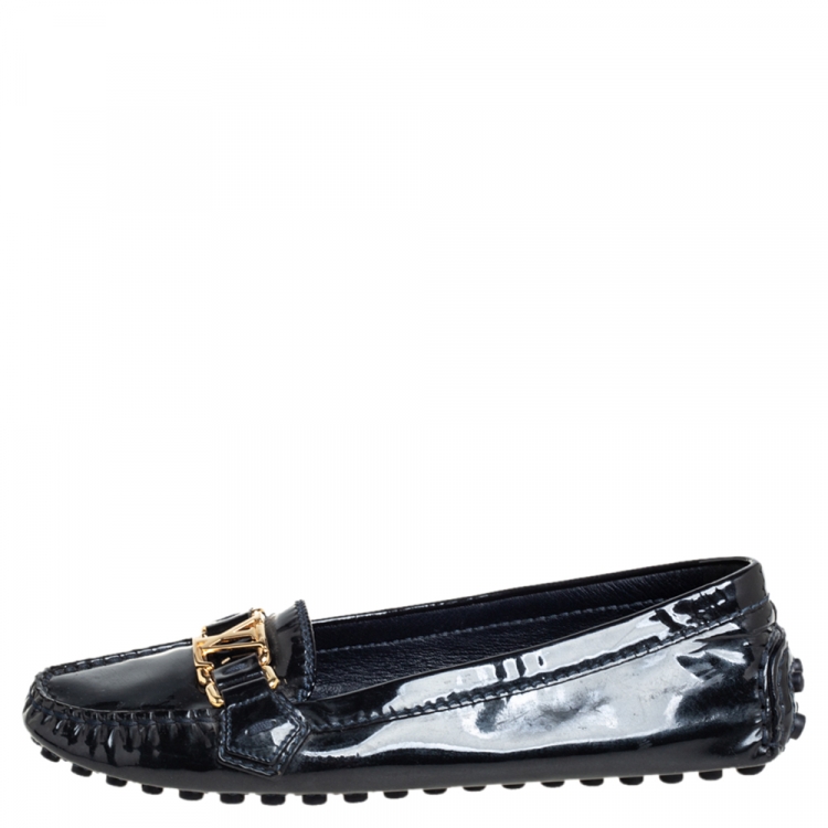 Pre Owned Louis Vuitton Black Patent Leather Oxford Loafers Size 36