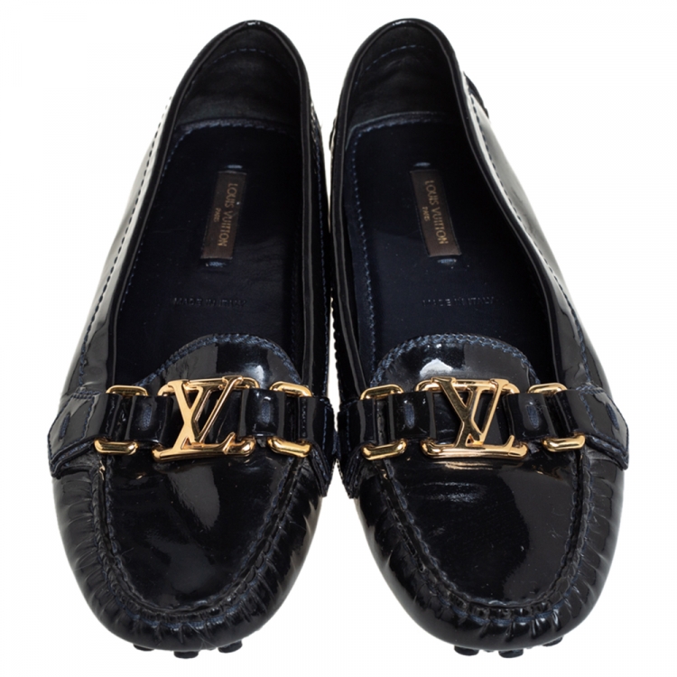 Pre Owned Louis Vuitton Black Patent Leather Oxford Loafers Size 36