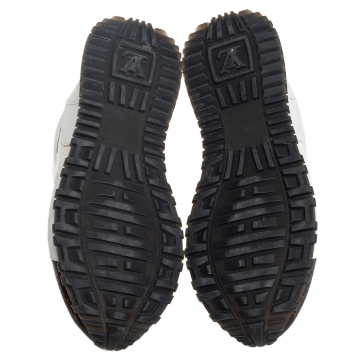 Pre Owned Louis Vuitton White/Brown Mesh And Monogram Canvas Run Away Low Top Sneakers Size 38