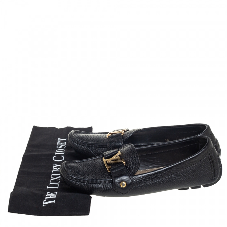 Pre Owned Louis Vuitton Black Leather Monte Carlo Loafers Size 38