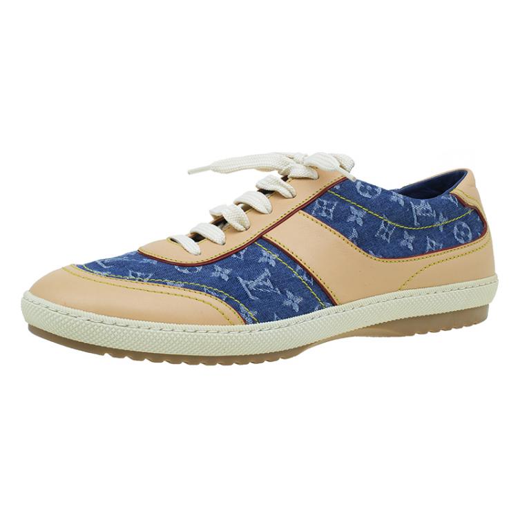Louis Vuitton Monogram Denim And Suede Sneakers Size 42 For Sale at 1stDibs