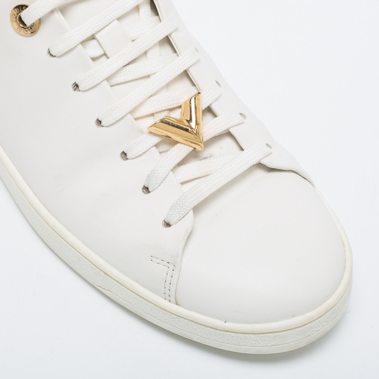 Pre Owned Louis Vuitton White Leather Frontrow Low-Top Sneakers Size 39
