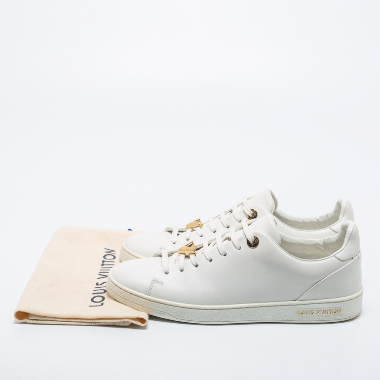 Pre Owned Louis Vuitton White Leather Frontrow Low-Top Sneakers Size 39