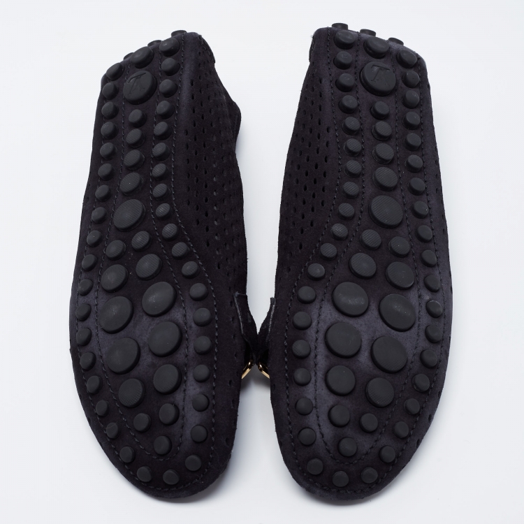 Pre Owned Louis Vuitton Black Suede Oxford Loafers Size 38