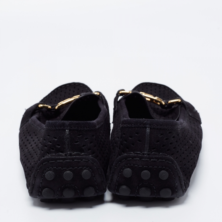 Pre Owned Louis Vuitton Black Suede Oxford Loafers Size 38