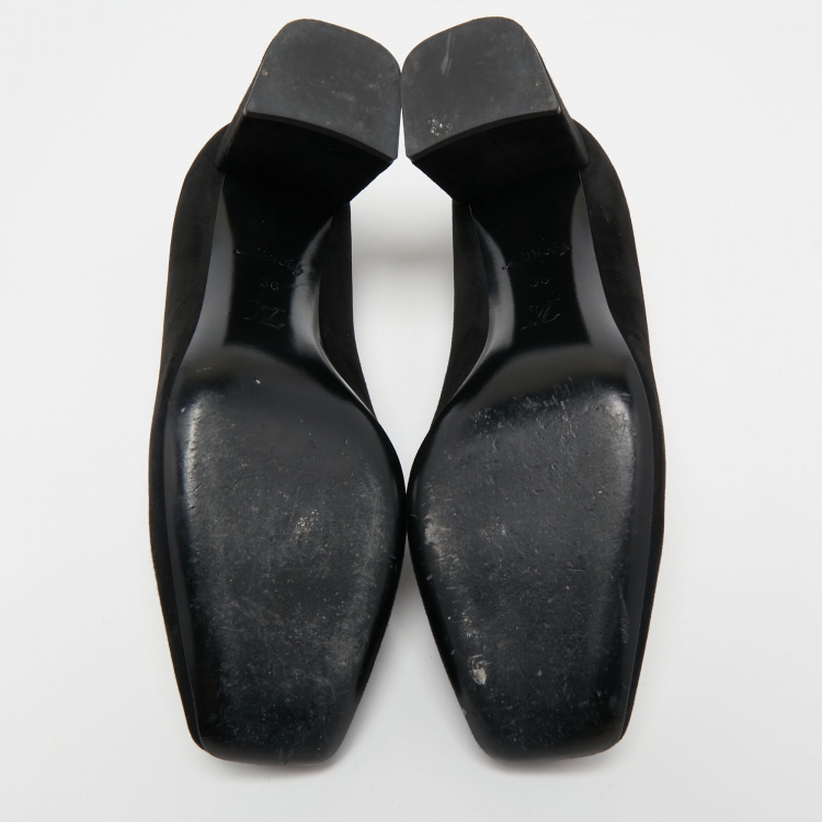Pre Owned Louis Vuitton Black Suede Crystal Embellished Madeleine Pumps Size 36