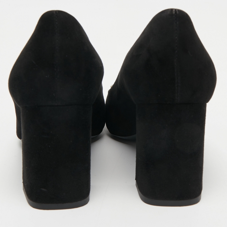 Pre Owned Louis Vuitton Black Suede Crystal Embellished Madeleine Pumps Size 36