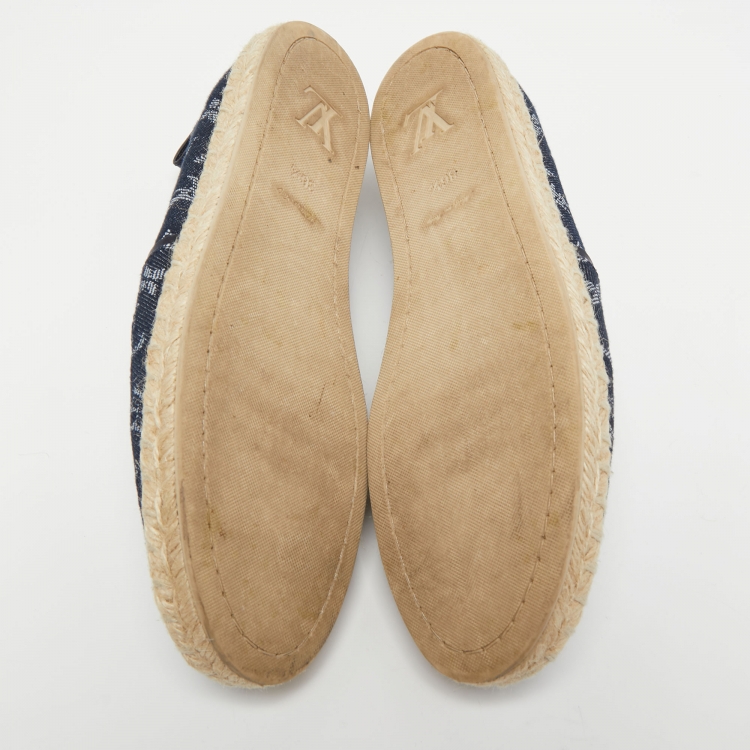 Pre Owned Louis Vuitton Monogram Denim Espadrille Loafers Size 36.5