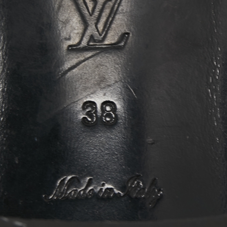 Pre Owned Louis Vuitton Brown Damier Ebene Canvas Lock It Slide Sandals Size 38