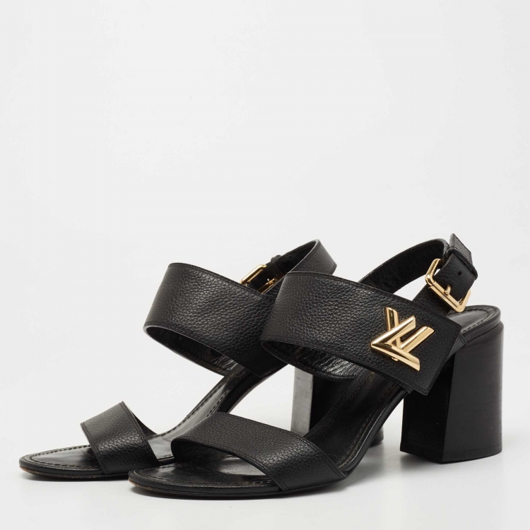 Louis Vuitton Black Leather Horizon Platform Sandals Size 37