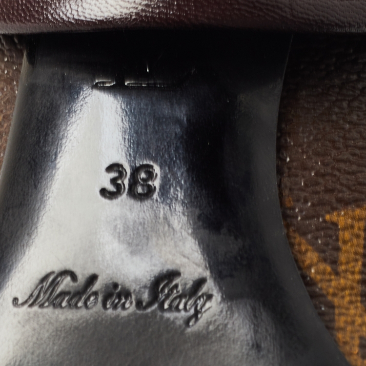 Pre Owned Louis Vuitton Brown Monogram Canvas and Leather Pointed Toe Pumps Size 38
