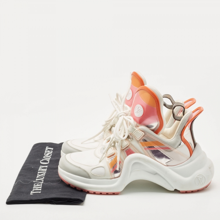 Pre Owned Louis Vuitton White Nylon and Leather Archlight Sneakers Size 38