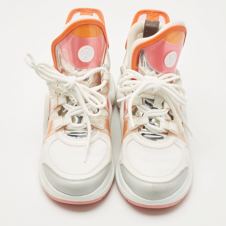 Pre Owned Louis Vuitton White Nylon and Leather Archlight Sneakers Size 38